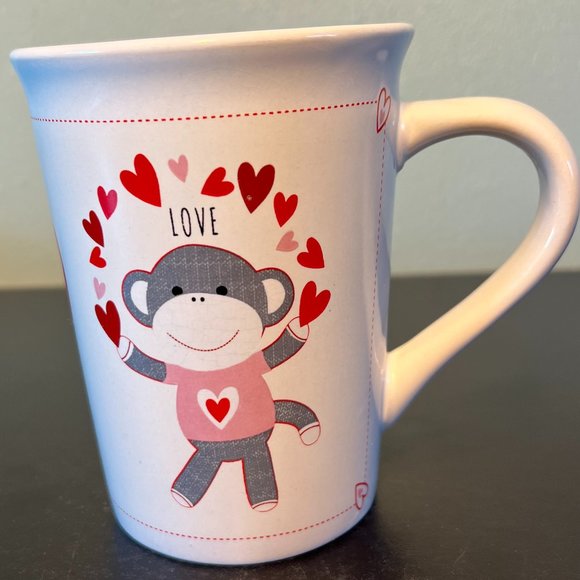 ROYAL NORFOLK Retro Sock Monkey Toy Juggling Hearts Mug  ~  LOVE ~ Hearts - Picture 3 of 7